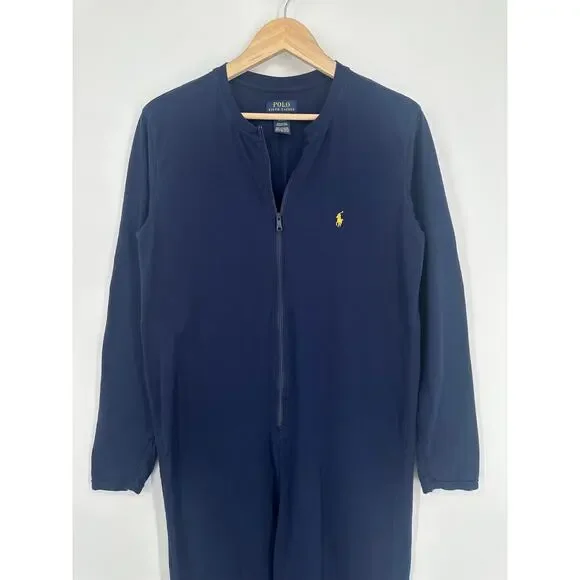 POLO Ralph Lauren One Piece Pajamas Cotton Zip Front Cozy Loungewear Holiday - Picture 4 of 12